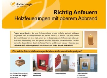 Merkblatt: Richtig Anfeuern (mit oberem Abbrand)